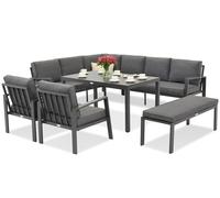 Zakintos Comida 7 set de sièges d'angle avec banc anthracite Garden Point