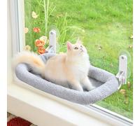 Zakkart Hamac Pliable pour Chat pour fenêtre, sans Fil, Lavable en Machine, Cadre en métal Robuste et Supports ABS - Perchoir de fenêtre pour Chats et Chatons de Grande Taille (traversin Gris, Taille