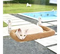 Zakkart Hamac Pliable pour fenêtre - sans Fil, Lavable en Machine, Cadre en métal Robuste et Supports ABS - Perchoir de fenêtre pour Chats et Chatons de Grande Taille (traversin Marron, Taille L)