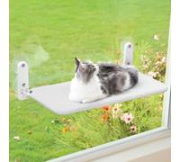 Zakkart Perchoir de fenêtre pour chat facile à plier, sans fil, pliable, avec fermeture éclair intégrée, cadre en métal robuste, hamac pour fenêtre pour grands chats et chatons (housse blanche, taille