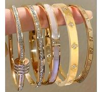 ZAKOL 5/1 pièces ensemble de bracelets en acier inoxydable incrusté de zircone scintillante pour femmes bracelets empilables mode ne se décolore pas bijoux cadeau