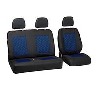 Zakschneider Housses De Siège pour Citroen Jumpy - Ensemble De Housses 1+2 - Couleur Premium Noir avec Effet 3D Bleu