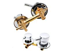 ZAKSEM 2/3/4/5 Voies Sortie D'eau Filetage/intubation,Entraxe 10 Cm/12,5 Cm Mitigeur Laiton Salle De Bain Poli Douche Robinet Cabine,Double Support Contrôle Intubation 3 way 12-12.5cm