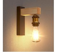 Zaku Applique Murale E27 Vintage Industrielle Lampe Murale Intérieur avec Bois Plafonnier Métal Laiton Douille Design