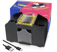 ZAKVOP Melangeur de Carte Électronique 4 Jeux, USB/Batterie Automatique Mélangeur Carte pour Poker, UNO, Skip Bo Skyjo Card Shuffler