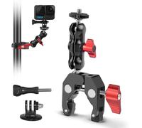 ZAKVOP Support de caméra d'action pour Moto et vélo, Pince de Montage de caméra avec Bras à rotule à 360°, Super Pince avec Bras Magique avec Filetage 1/4" et 3/8" pour GoPro Hero, Insta360 One X2, m