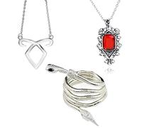 Zaky Lot de 3 colliers avec pendentif représentant la ville des ténèbres The Mortal Instruments Inspired Angelic Power Rune Isabelle Lightwood's Electrum Whip Serpent Serpent, Zinc