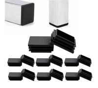 Zaky Lot de 8 bouchons à lamelles pour tube rectangulaire - 80 x 60 mm - En plastique PE - Pour cache tube en acier inoxydable - Profilé en aluminium - Noir