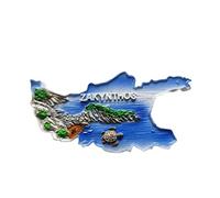 Zakynthos Aimant de réfrigérateur 3D Carte de Grèce Cadeau Souvenir en résine Fait à la main Aimant de réfrigérateur Zakynthos Collection de décoration pour la maison et la cuisine