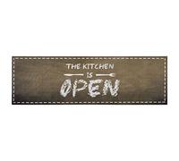 Zala Living Kitchen is Open Tapis de Cuisine Lavable avec revêtement antidérapant 100 % Polyamide résistant et Facile d'entretien Fabriqué en UE Idéal pour la Cuisine Marron 50 x 150 cm