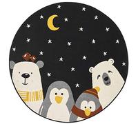 Zala Living Tapis de Jeu Dream Team Rond pour Enfant - Diamètre : 120 cm - Supersoft - Compatible avec Chauffage au Sol - Certifié Öko-Tex Standard 100 - Noir