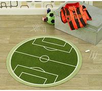 Zala Living Tapis Rond en Velours et Polyamide pour Chambre d'enfant Motif Terrain de Football Vert 100 cm, Polyamide, Vert, 100 x 100 x 0,7 cm