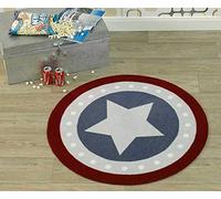 Zala Living Tapis Rond en Velours et Polyamide pour Chambre d'enfant Motif Terrain de Football Vert 100 cm, Polyamide, Bleu/Rouge, 100 x 100 x 0,7 cm