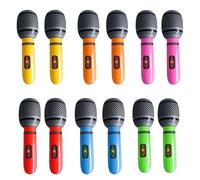 ZALAOR Lot de 12 microphones gonflables colorés - Microphones gonflables pour fêtes - Accessoires de performance pour fêtes, anniversaires, carnavals, événements, décoration de cabine photo