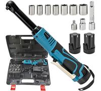 ZALASUNG Cliquet Electrique 18 V, 3/8", col Rallongé, 55 Nm, 450 tr/min, Cliquet Sans fil Avec 2 Batteries de 2,0 Ah, 10 Douilles Incluses