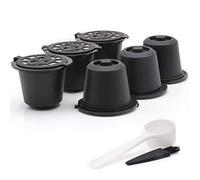 Zalati Capsules de café 6 pièces rechargeables Filtres à café réutilisables avec cuillère et brosse pour tasses Nespresso OriginalLine compatibles