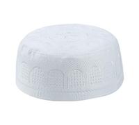 zalati Chapeau Kufi de prière islamique musulmane, blanc, Taille unique