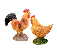 zalati Lot de 2 figurines de poulet en résine, coq et poule, figurines d'animaux de collection pour décoration d'intérieur, sculptures de jardin et statues à bijoux