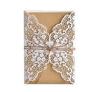 zalati Lot de 25 cartes d'invitation en papier kraft vierge avec ficelle de jute faite à la main Style vintage pour fête de mariage
