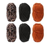 zalati Lot de 6 Fils pour t-Shirts, Fils Textiles, Fils à Noyau Souple pour Crochet, Sacs, paniers, Tapis et travaux manuels, 3 Couleurs (Noir/Curcuma/Noir avec imprimé) 2 cm x 30 m/Rouleau