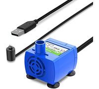 zalati Pompe de fontaine à eau pour chat ultra silencieuse avec port USB, cordons d'alimentation de 1,8 m, indicateur LED, petite pompe pour aquarium, bleu