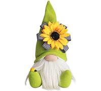 zalati Poupée avec tournesol Sunshine Poupée mignonne faite à la main Nain en peluche sans visage pour décoration de jardin féérique Décoration de maison