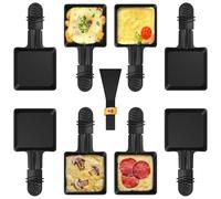 Zalava 8Pcs Poêlon Raclette Carré à Revêtement Antiadhésif, Coupelle Raclette avec Poignée Anti-brûlure pour Fromage Fondu,Pommes de Terre,Oeuf Frit, 8Pcs Spatules en Nylon Passés au Lave-vaisselle