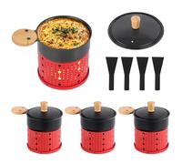 Zalava Lot de 4 Appareil Raclette Bougie à Revêtement Antiadhésif,Coupelle Raclette Individuelle de Fusion Rapide sans Fil pour Fromage Fondu Chocolat Oeuf Frit à Table,dans Jardin,en Camping,4 Pelles