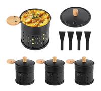 Zalava Lot de 4 Appareil Raclette Bougie à Revêtement Antiadhésif,Coupelle Raclette Individuelle de Fusion Rapide sans Fil pour Fromage Fondu Chocolat Oeuf Frit à Table,dans Jardin,en Camping,4 Pelles