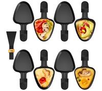 Zalava Lot de 8 Poêlon Raclette Triangle Anti-adhésif, Coupelle Raclette Triangulaire avec Poignée Colorée Anti-brûlure pour Fromage Fondu, Oeuf Frit, 4 Pcs Pelle en Nylon Passées au Lave-vaisselle