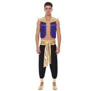 Zaldita Adulte Deguisement Arabe Homme Costume Prince Arabe Déguisement Prince Fête Rave Soirée Thème 2 Pieces Set Ensemble Costume Homme Violet Noir M