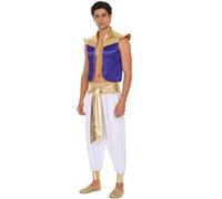 Zaldita Adulte Deguisement Arabe Homme Costume Prince Arabe Déguisement Prince Fête Rave Soirée Thème 2 Pieces Set Ensemble Costume Homme Violet Blanc M