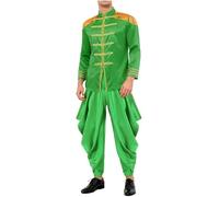Zaldita Adulte Tenue De Prince Arabe Déguisement Sultan Costume Halloween Arabe Rave Festival De Musique Soirée Thème Costume Vert XXL