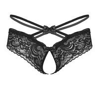 Zaldita Boxer Sexy Homme String Culotte en Dentelle Transparent Ouvert Thong Tanga Bas de Bain Bikini Erotique Lingerie Sissy Slip de Natation Underwear Noir OneSize