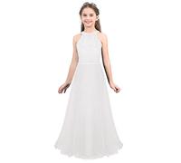 Zaldita Enfant Princesse Robe de Soirée Longue Fille Tulle Robe de Demoiselle D'Honneur Robe Cérémonie Maxi Tutu Robe Anniversaire Bal Taille Haute Blanc 16 ans