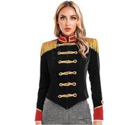 Zaldita Femme Veste Cirque Déguisement Dompteuse Manche Longue Hiver Printemps Blouson Manteau Manche Longue Pour Soirée Fête Halloween Carnaval Noir 3XL