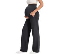 Zaldita Grossesse Pantalons De Maternité Pantalons Tenue Au Dessus du Ventre De Travail pour Femmes Enceintes Gym Travail Taille Large Noir M