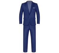 Zaldita Homme Costume Elégant 2 Pièces Manche Longue Veste Formel Blazer Gilet Couleur Pure Slim fit Tuxedo avec Longue Pantalon Affaire Elastique Grande Taille Royal Bleu 3XL