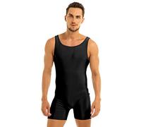 Zaldita Maillot de Corps Homme Combinaison Combishort de Sport Body String Débardeur Gilet Sport Fitness sans Manches Une Pièce Extensible Combinaison Musculaire Pyjama Noir M