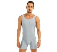 Zaldita Maillot de Corps Homme Combinaison Combishort de Sport Body String Débardeur Gilet Sport Fitness sans Manches Une Pièce Extensible Combinaison Musculaire Pyjama Gris M
