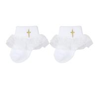 Zaldita Socquettes En Dentelle Épaisses Résistant Bébé Chausettes De Baptême Naissance Pour Cadeau Anniversaires Photographie Blanc 6 0-12 mois