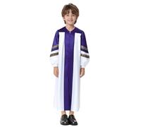 Zaldita Tenue Arabes Manches Longues Enfants Garçons Filles Choeur Robe Déguisement Halloween Cosplay Thème Party Costumes Robe Clergé 5-16 Ans Violet 9-10 ans