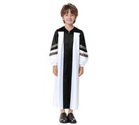 Zaldita Tenue Arabes Manches Longues Enfants Garçons Filles Choeur Robe Déguisement Halloween Cosplay Thème Party Costumes Robe Clergé 5-16 Ans Noir 13-14 ans