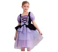 Zaldita Vintage Médiéval Robe Steampunk Enfants Filles Costume Paillettes Princesse Tutu Robe Victorien Spectacle Scène Halloween Fête D'anniversaire Carnaval 12 Mois-7 Ans Violet 12-24 mois