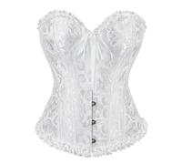 Zaleau Corset Femme Bustier Sexy Costume Medieval Lacet Grande Taille, XS-6XL, Blanc, L