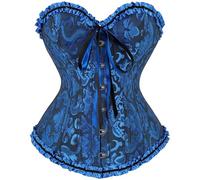 Zaleau Corset Femme Bustier Sexy Costume Medieval Lacet Grande Taille, XS-6XL, Noir Bleu, L