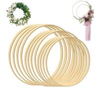 ZALHIN 12 Pieces Cercle Bois Artisanal- Cercle en Bois pour Attrape Reve, Décoration Mariage, Decoration Table, Déco Noel, Matériel De Bricolage, Cadre en Bois Artisanal DIY (10cm,15cm,20cm)