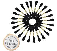 ZALHIN 24 Pieces Fil A Broder (Noir, 6 Brins) - Fils Bracelet Brésilien, Coton Fil, pour Bracelet, Gland, Réaliser des Bracelets D'amitié, du Point De Croix, Activité Manuelle Adulte