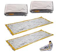 ZALHIN 4 Pieces Sac De Couchage Isolé - Tissu Isolant Thermique, Imperméable, Matériel De Kit De Survie, Couverture De Survie Reutilisable, pour Camping, Conditions Climatiques Extrêmes, Abris