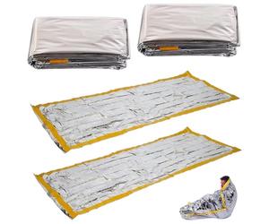 ZALHIN 4 Pieces Sac De Couchage Isolé - Tissu Isolant Thermique, Imperméable, Matériel De Kit De Survie, Couverture De Survie Reutilisable, pour Camping, Conditions Climatiques Extrêmes, Abris